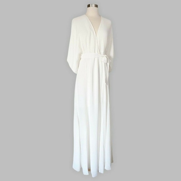 REFORMATION Winslow Wrap Maxi Dress Ivory White Belt Short Sleeves Small NWOT - Picture 6 of 12